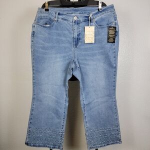 dg2 by diane gilman Light Wash Blue Jeans Jewel Embellishments Size 16PW